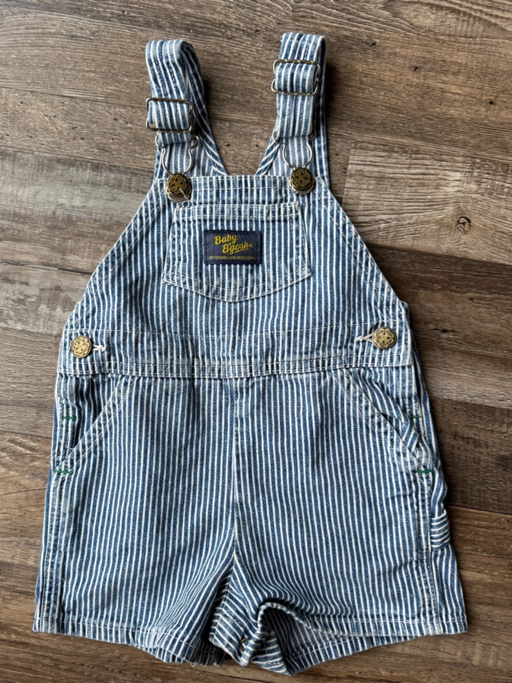 Vintage OshKosh B'gosh Blue and White Stripe Shortall 18 months